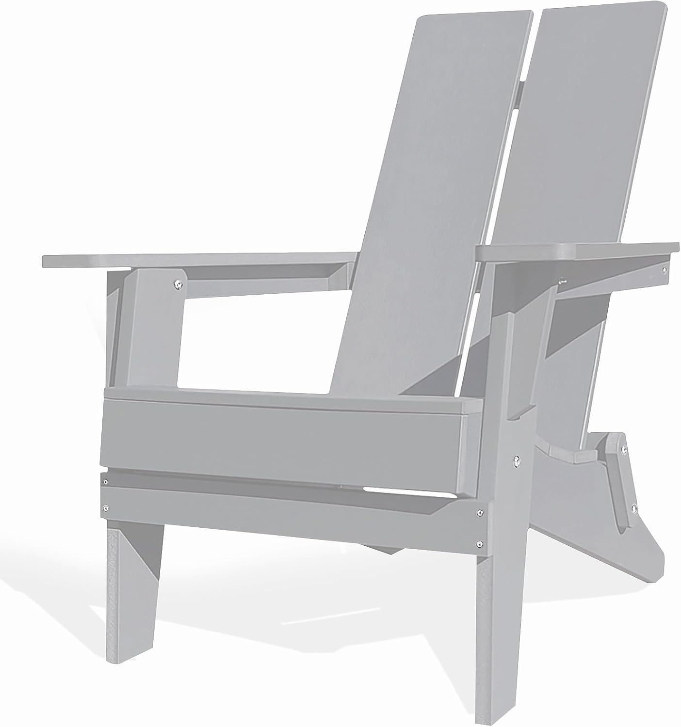 Krikacy Modern Folding Adirondack Chair, All-Weather HIPS Plastic Outdoor Lounge with Cup Holder, Stackable Resin Patio Chair for Fire Pit, Garden, Deck & Backyard Seating (Gray)