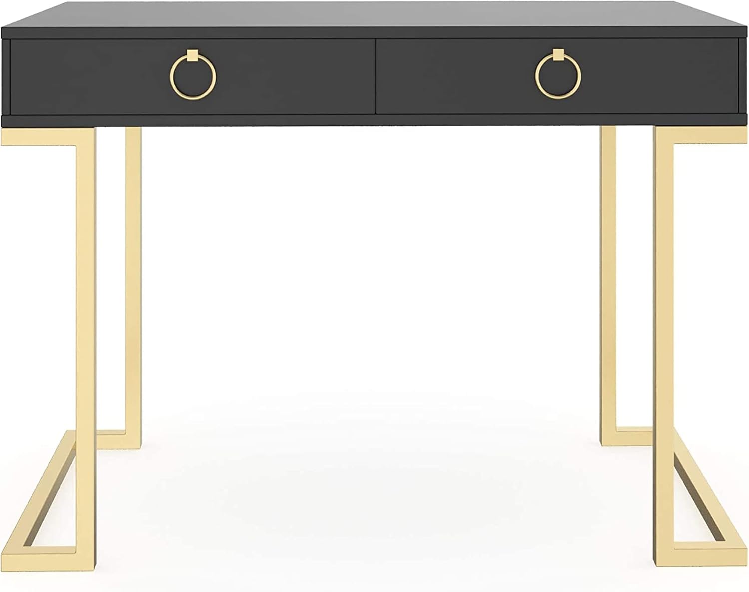 Nathan James Parker Modern Home Office Writing, Computer or Laptop Desk with Open Storage Cubby and Small Drawer, Walnut