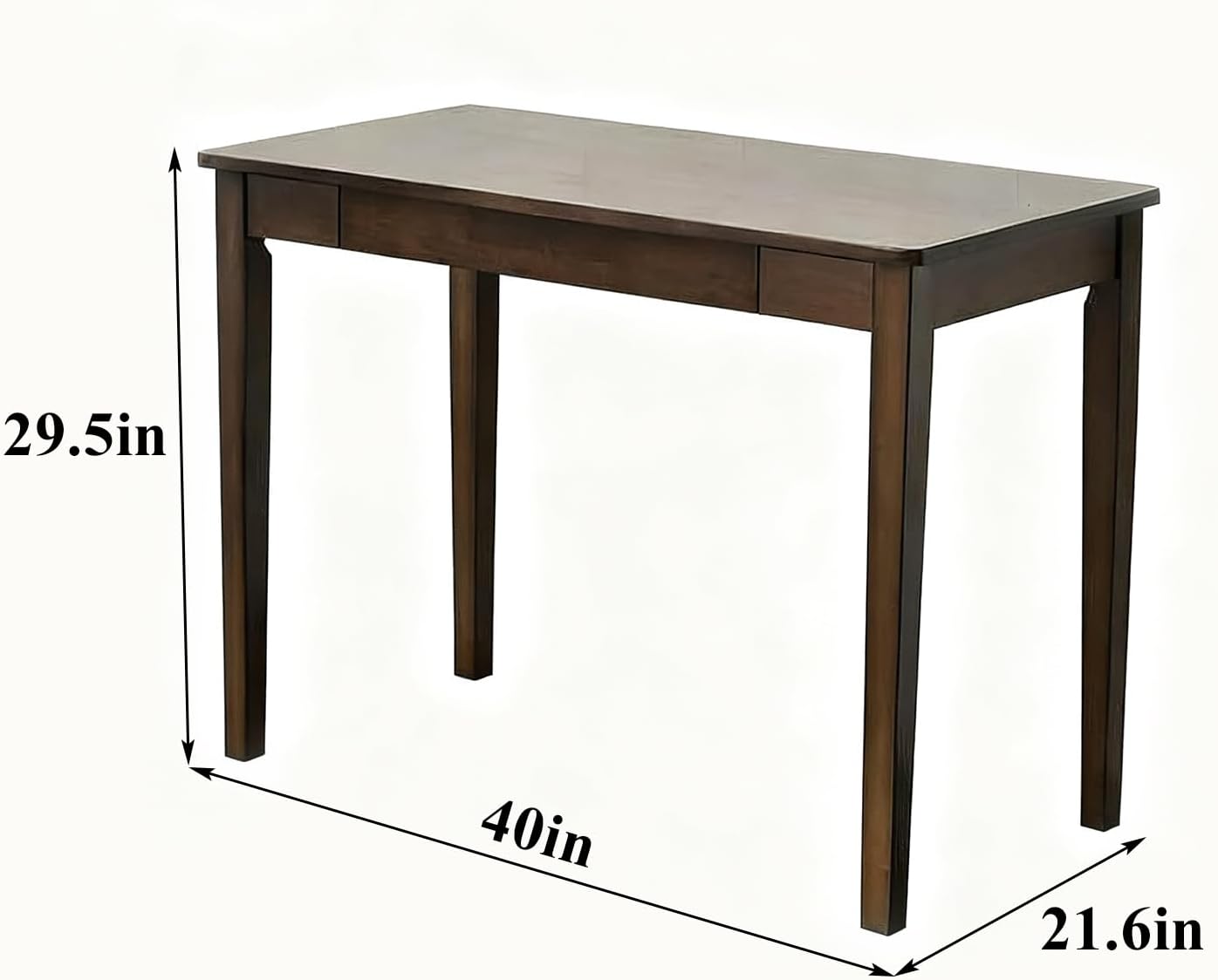 Solid Wood Desk,40" Oak Wooden Desk with Drawers,Mid Century Modern Small Computer Desk with Drawers for Small Spaces Home Office Solid Wood Writing Desk,(Walnut Color-1 Drawers) (Walnut Color)