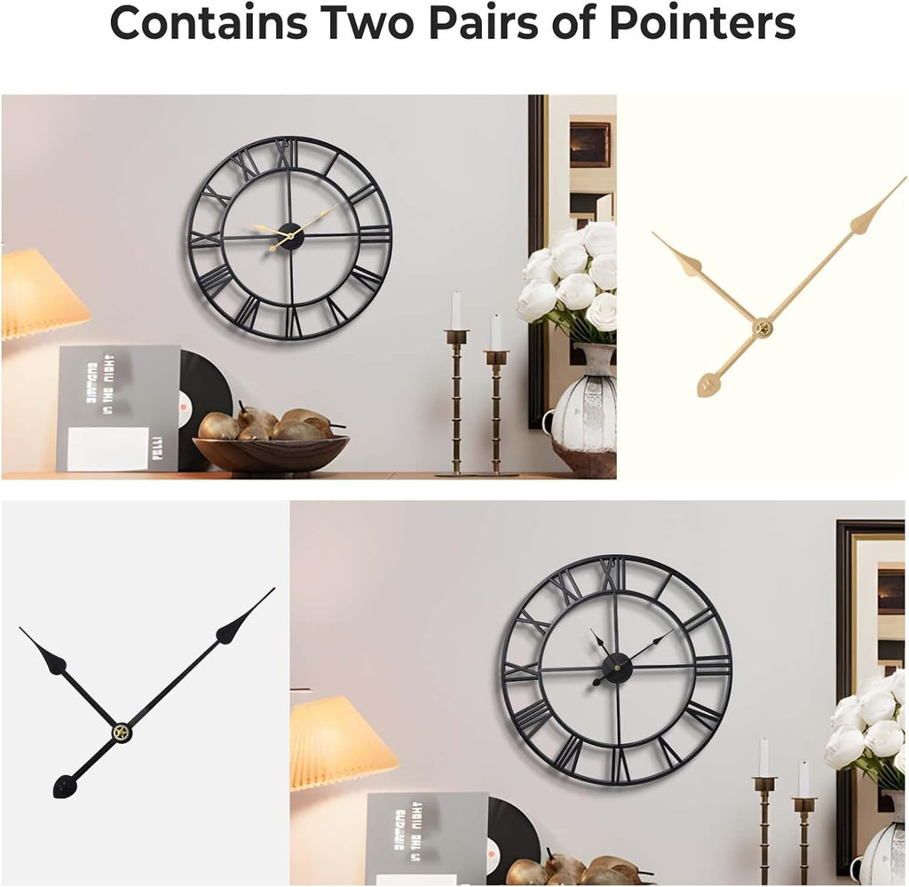 Vantic 32 Inch Large Wall Clock, Roman Numeral Metal Oversized Wall Clocks for Living Room Decor, Bedroom and Kitchen, Completely Silent, Non Ticking, Battery Operated