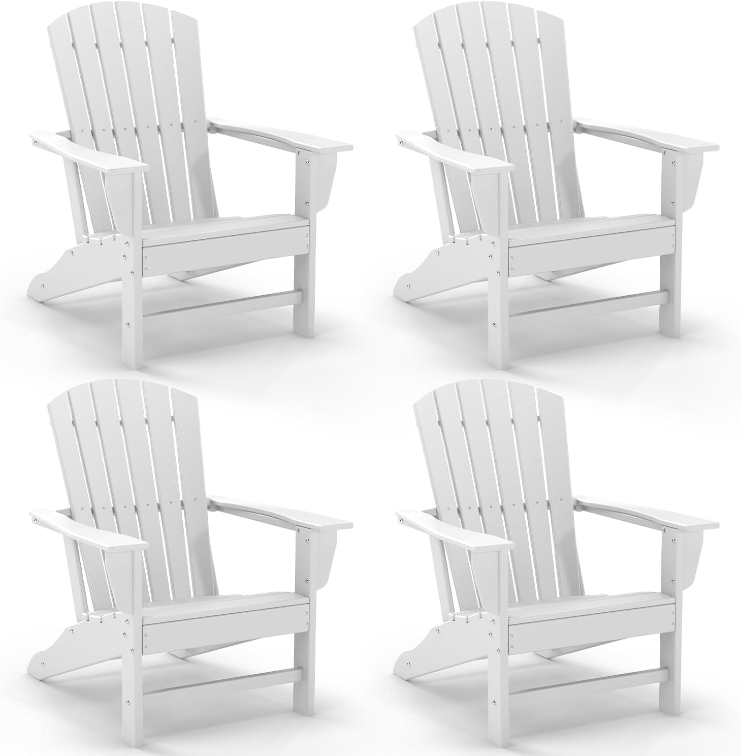 GREENVINES Adirondack Chairs Set of 4 | HDPE Plastic | Oversized Fire Pit Chair | All Weather | Grey | Poly Lumber | for Outdoor Deck Backyard Patio Garden