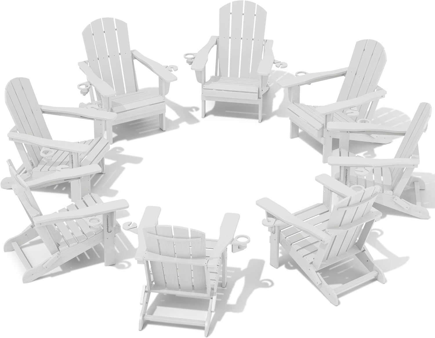 SERWALL Folding Adirondack Chair, HDPE Adirondack Chairs Set of 2, Plastic Outdoor Chairs- Looks Exactly Like Real Wood- Navy