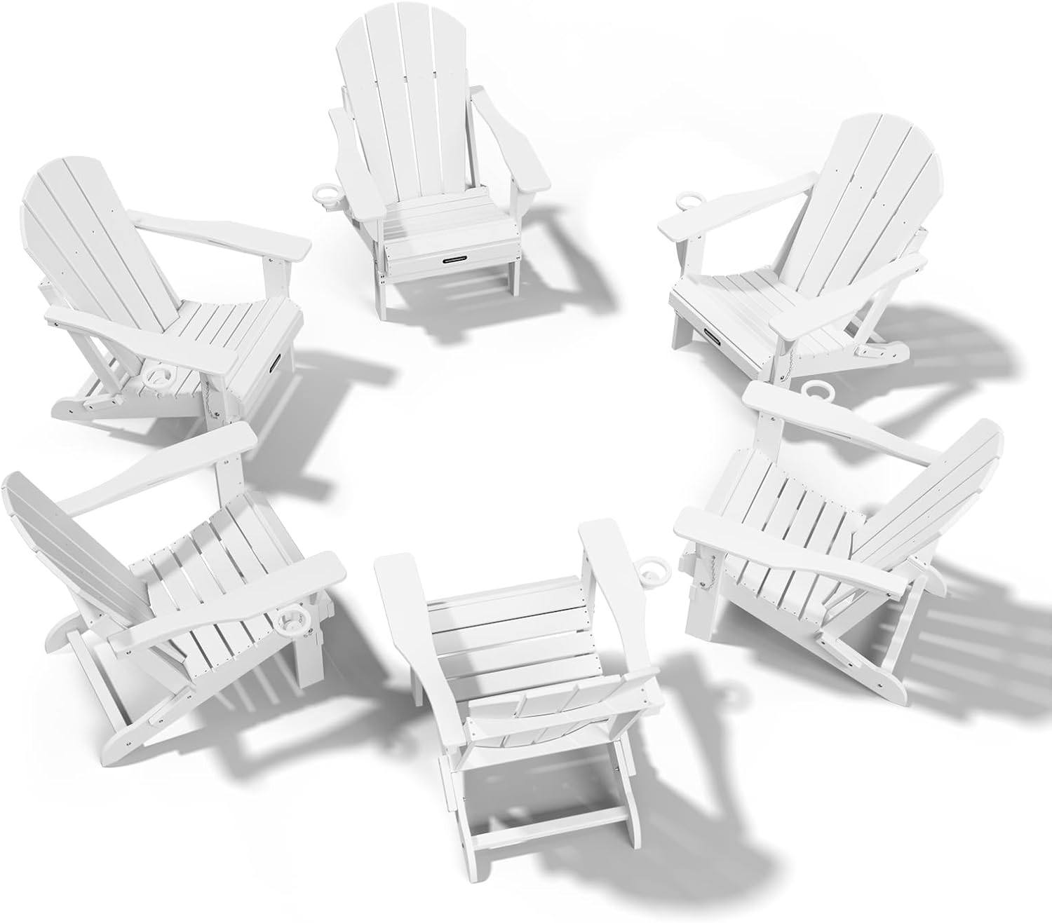 MUCHENGHY Folding Adirondack Chairs, Patio Chairs, Lawn Chairs, Outdoor Chair, Adirondack Chair Plastic, Fire Pit, Weather Resistant with Cup Holder for Deck, Backyard, Garden(Gray)