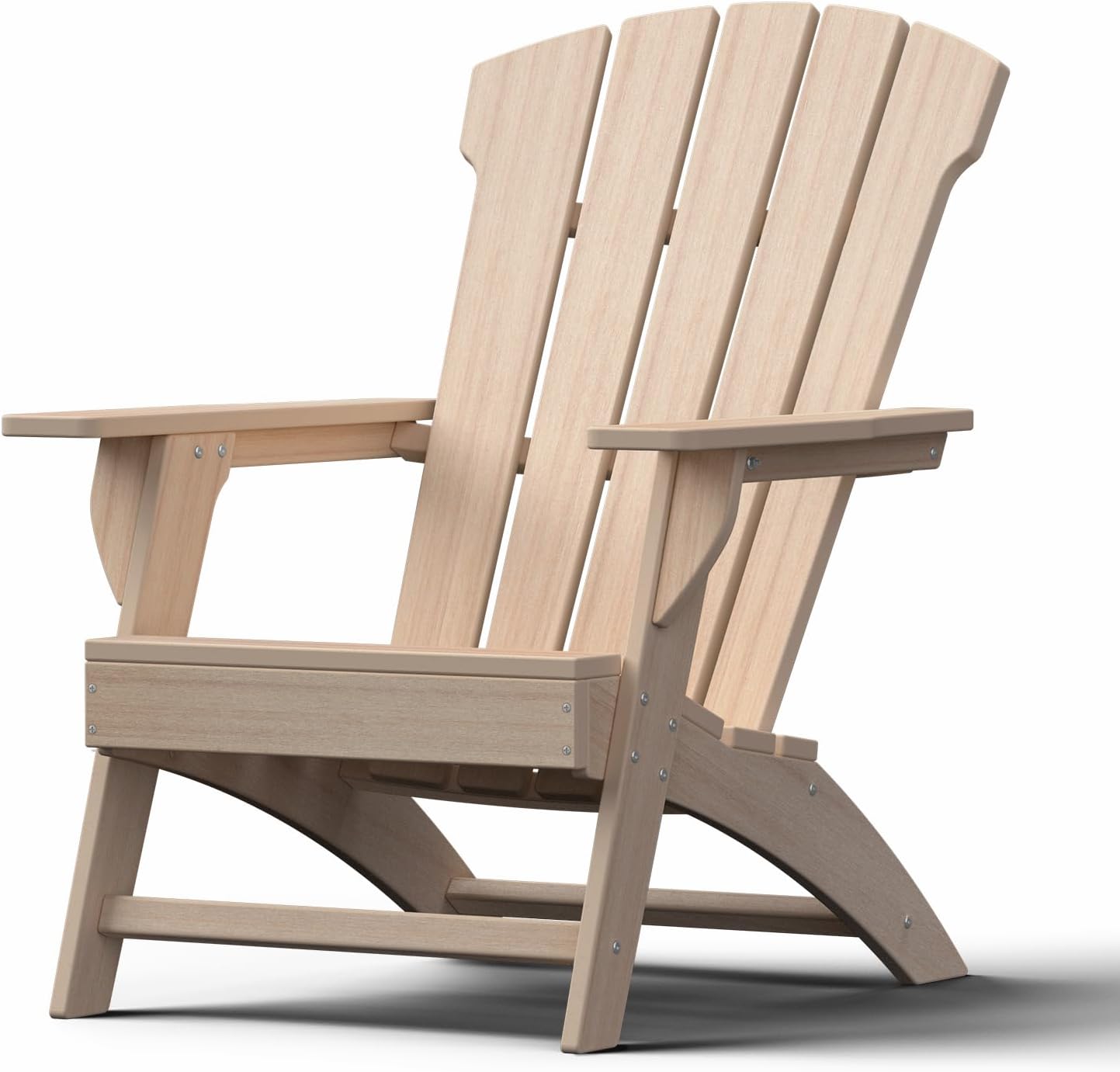 YARDCOM Adirondack Chair, 110°Ergonomics Plastic Extra Tall Adirondack Chairs, HDPE All-Weather Plastic Patio Outdoor Chair, High Foamed Polyethylene Fire Pit Chair(Natural)