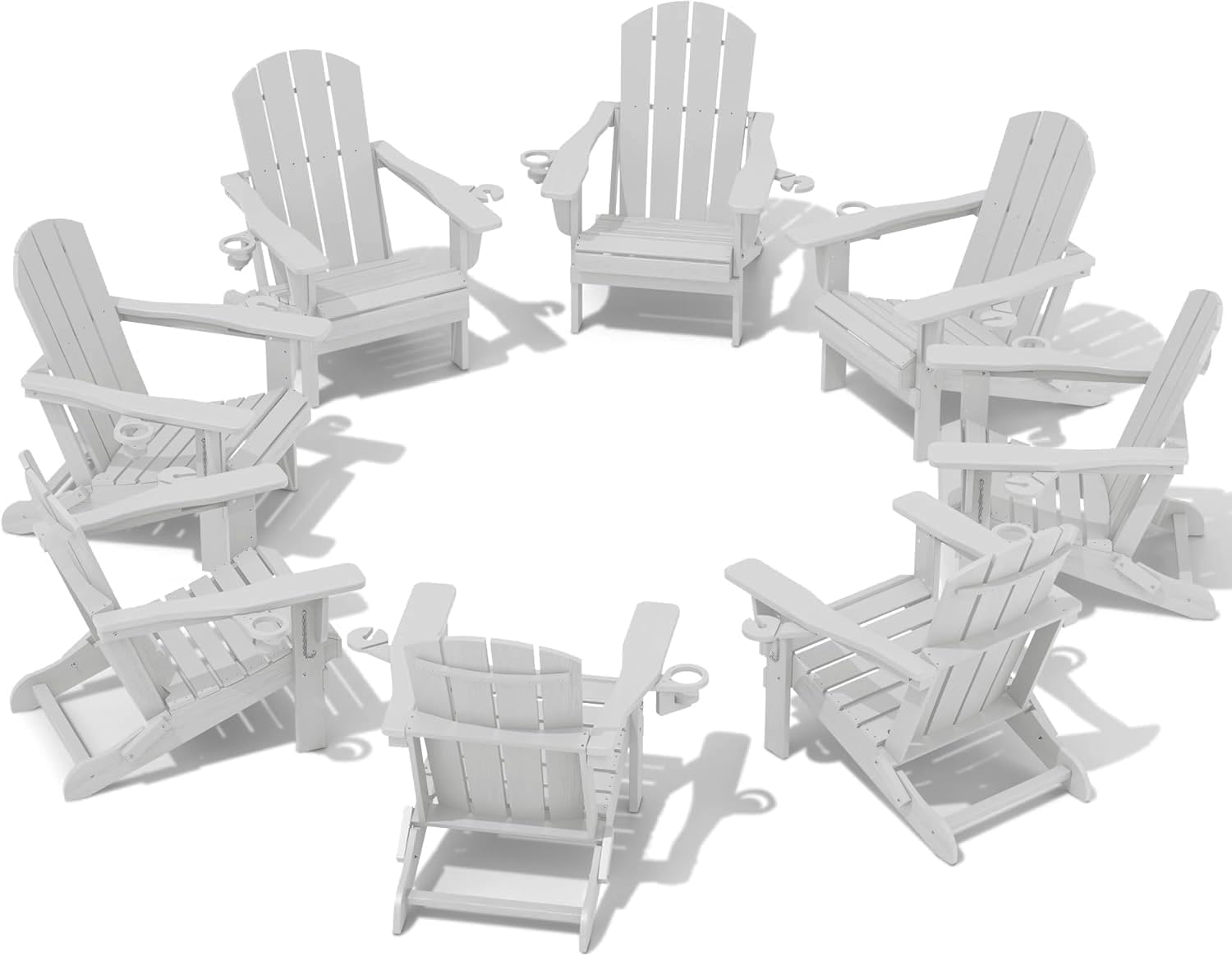 SERWALL Folding Adirondack Chair, HDPE Adirondack Chairs Set of 2, Plastic Outdoor Chairs- Looks Exactly Like Real Wood- Navy
