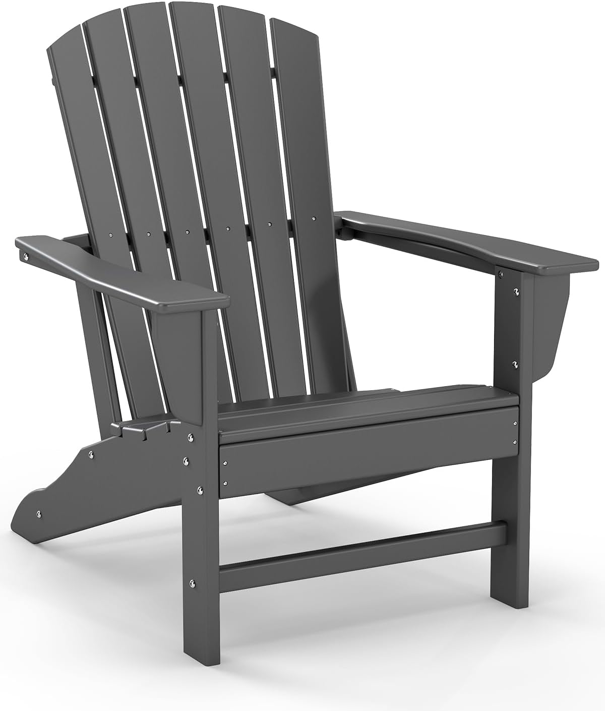 GREENVINES Adirondack Chairs Set of 4 | HDPE Plastic | Oversized Fire Pit Chair | All Weather | Grey | Poly Lumber | for Outdoor Deck Backyard Patio Garden