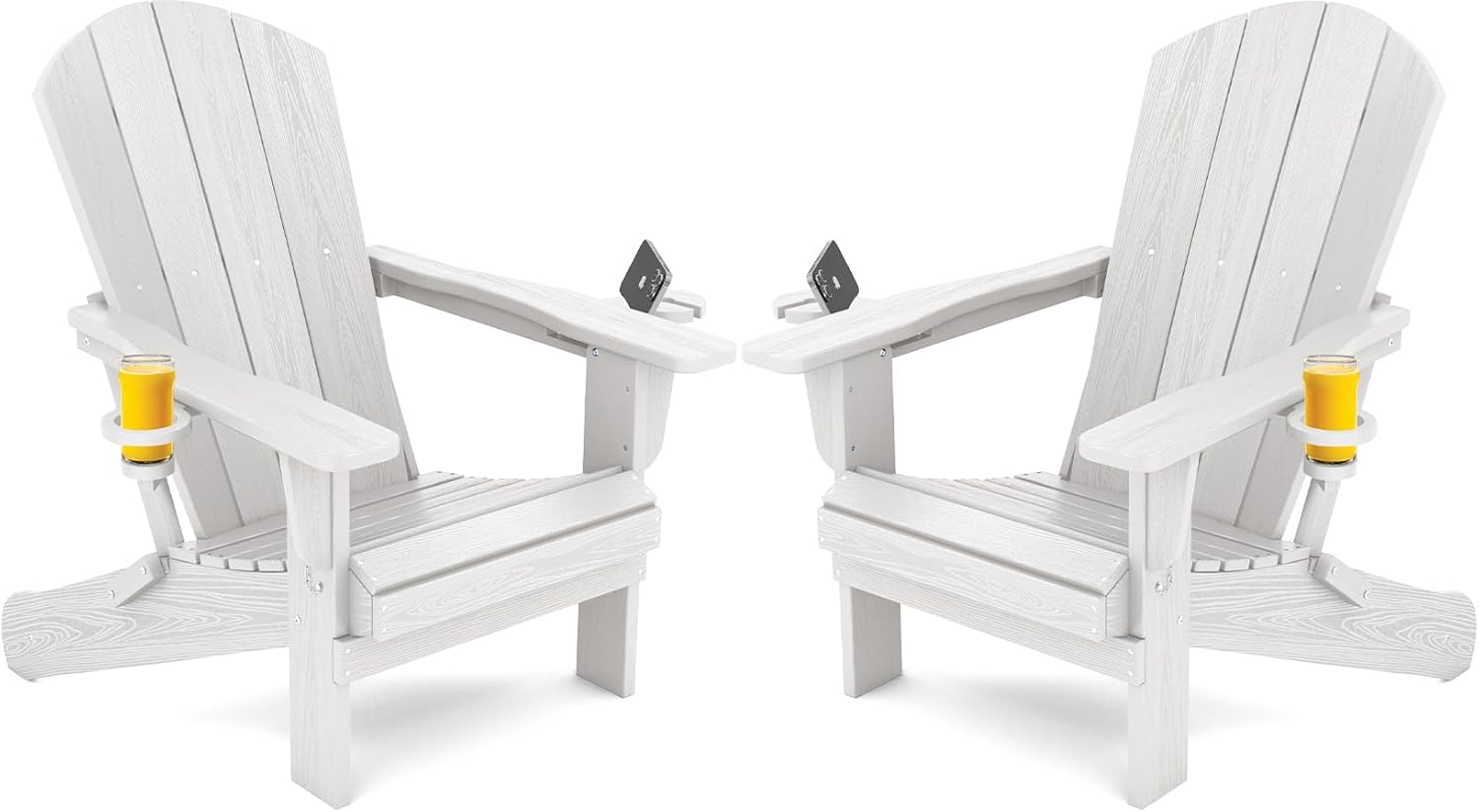 SERWALL Folding Adirondack Chair, HDPE Adirondack Chairs Set of 2, Plastic Outdoor Chairs- Looks Exactly Like Real Wood- Navy