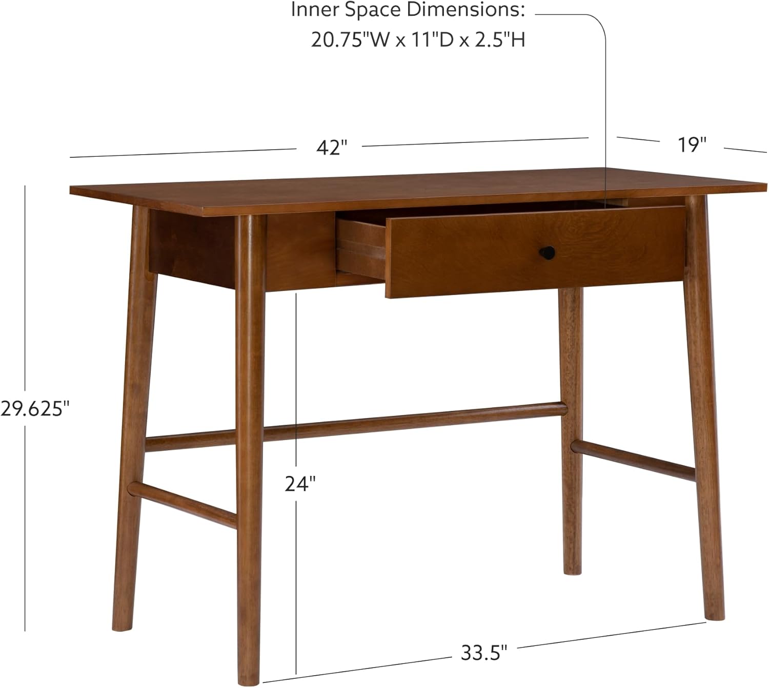 Melissa Mid Century Walnut Desk by Linon