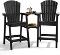 PASAMIC Tall Adirondack Chairs Set of 2, All-Weather HDPE Patio Chairs with Double Connecting Trays, Bar Height Heavy-Duty Outdoor Chairs for Garden, Backyard, Balcony, Blue