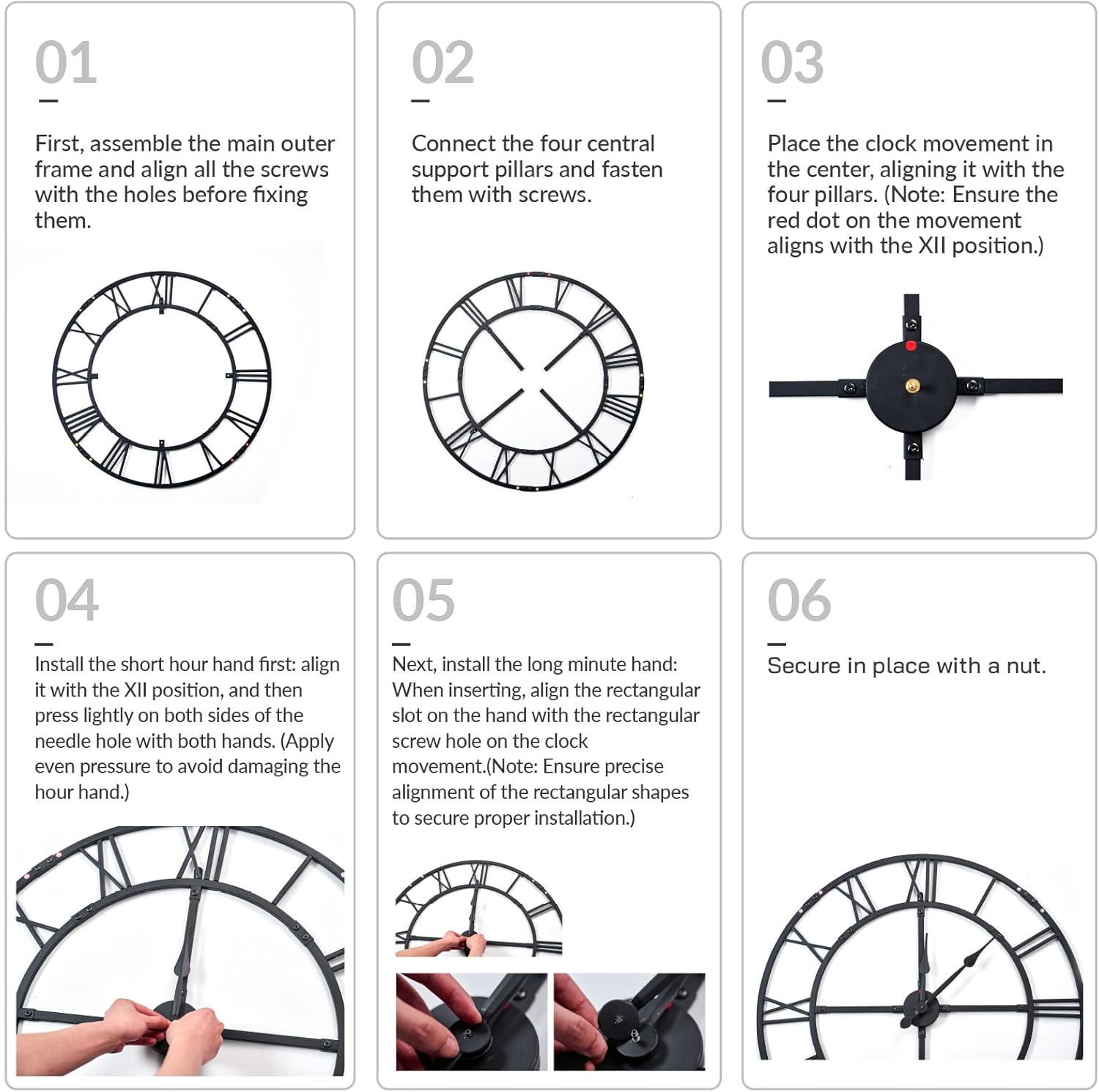 Ohweog Extra Large 40 Inch Wall Clock for Living Room Decor – Silent Non-Ticking Modern Farmhouse Wall Clock, Oversized Decorative Metal Roman Numeral Clock, Black