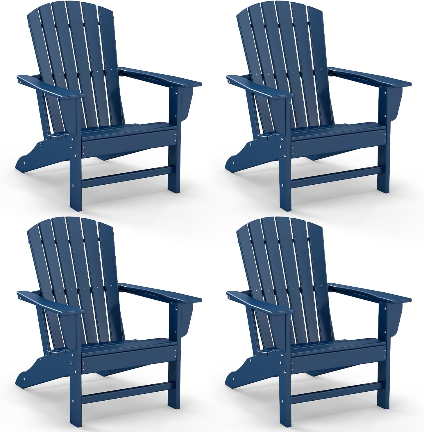GREENVINES Adirondack Chairs Set of 4 | HDPE Plastic | Oversized Fire Pit Chair | All Weather | Grey | Poly Lumber | for Outdoor Deck Backyard Patio Garden