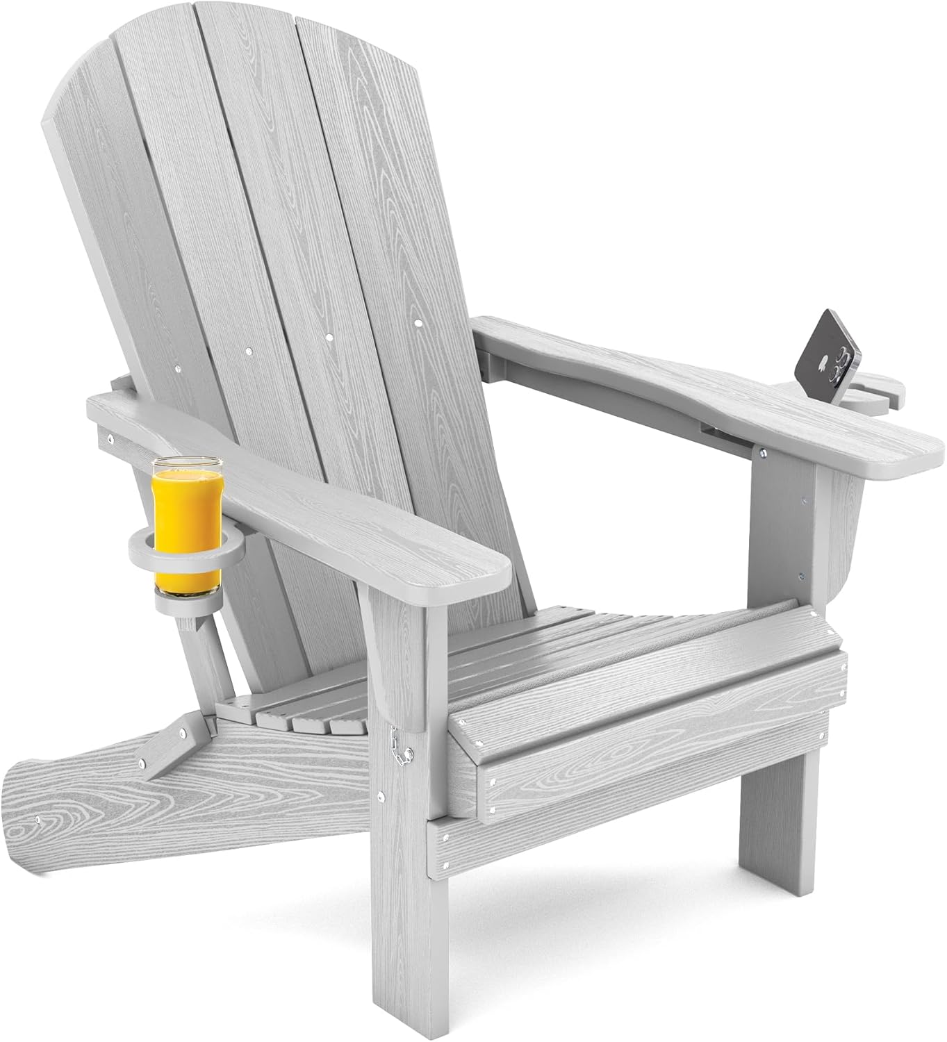 SERWALL Folding Adirondack Chair, HDPE Adirondack Chairs Set of 2, Plastic Outdoor Chairs- Looks Exactly Like Real Wood- Navy