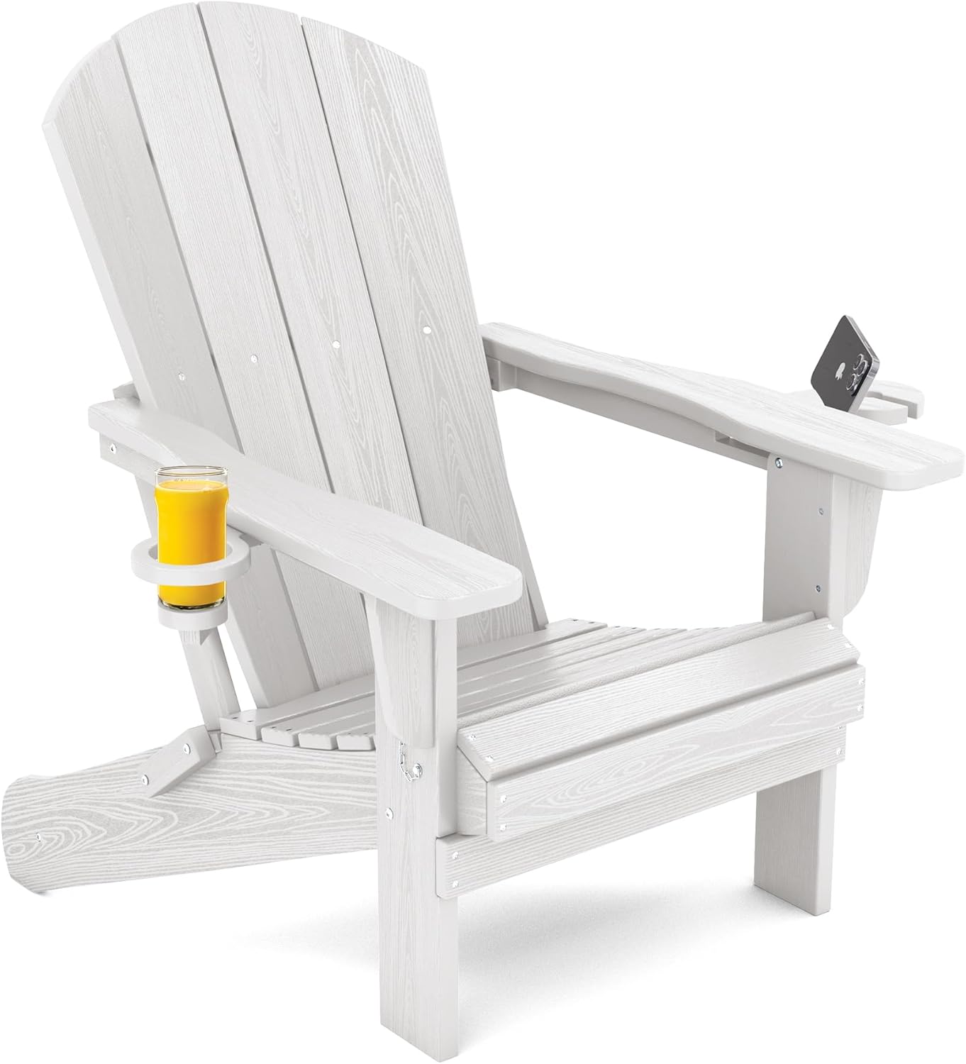 SERWALL Folding Adirondack Chair, HDPE Adirondack Chairs Set of 2, Plastic Outdoor Chairs- Looks Exactly Like Real Wood- Navy