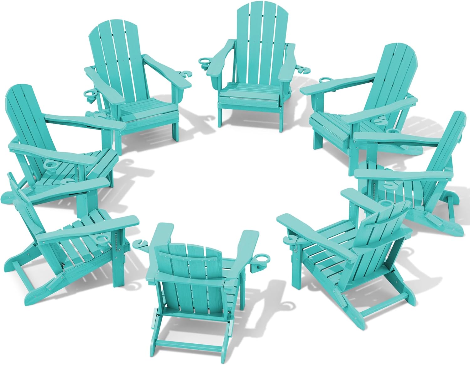 SERWALL Folding Adirondack Chair, HDPE Adirondack Chairs Set of 2, Plastic Outdoor Chairs- Looks Exactly Like Real Wood- Navy