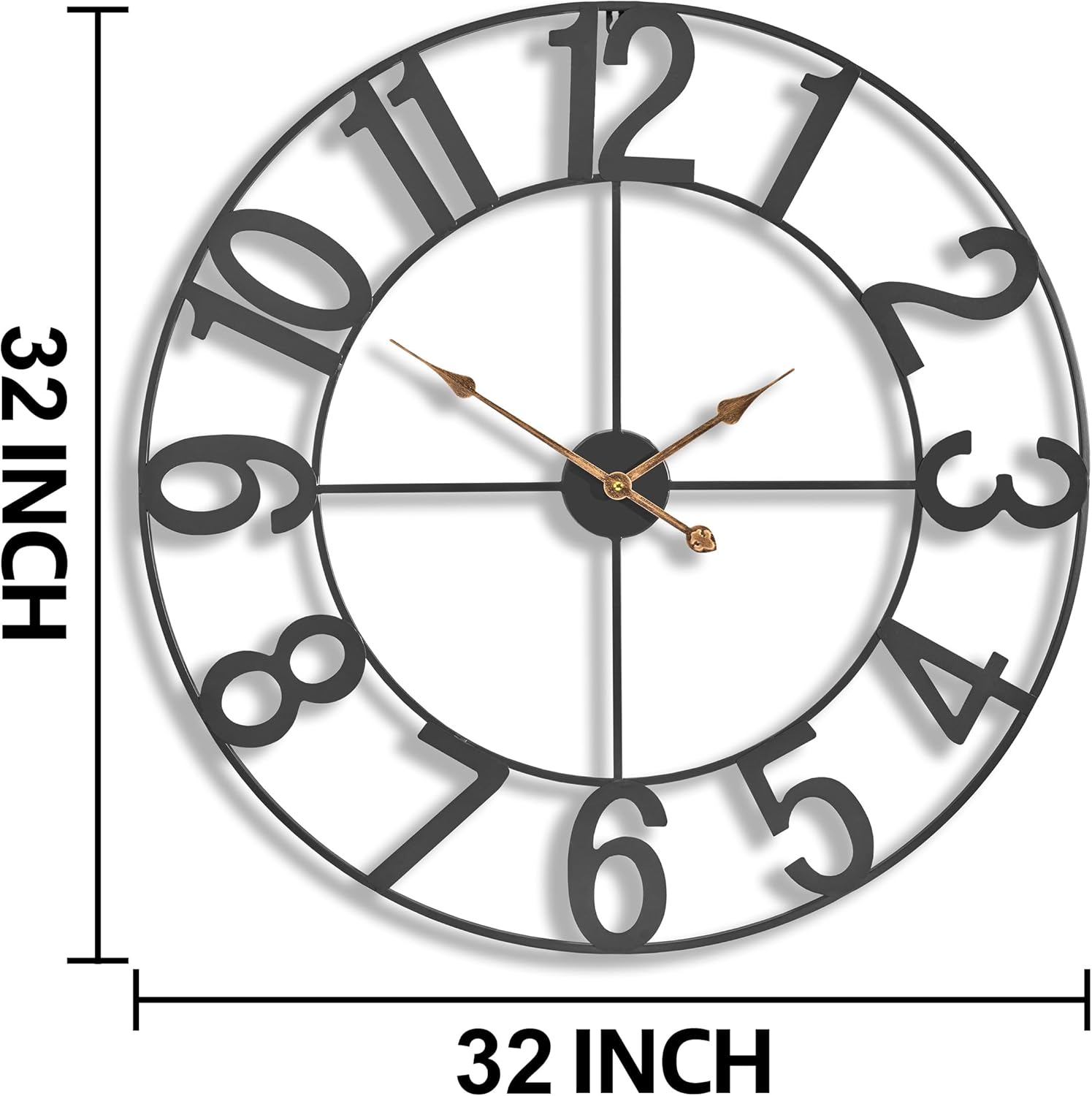 Sorbus Large Wall Clock for Living Room Decor - Wall Clock for Kitchen - 32 inch Big Wall Clock Decorative - Metal Wall Art - Analog Large Clock for Bedroom, Home, Kitchen, Office, Wall Decor (Black)