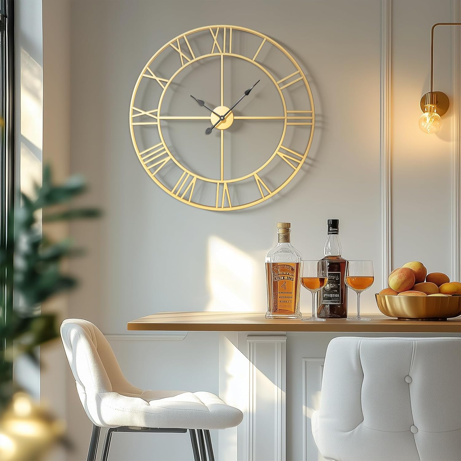 Cuspin Large Wall Clock for Living Room Decor, 30 Inch Decorative Wall Clocks Battery-Operated Silent Non Ticking Metal Modern Black Round Clock Arabic Numerals