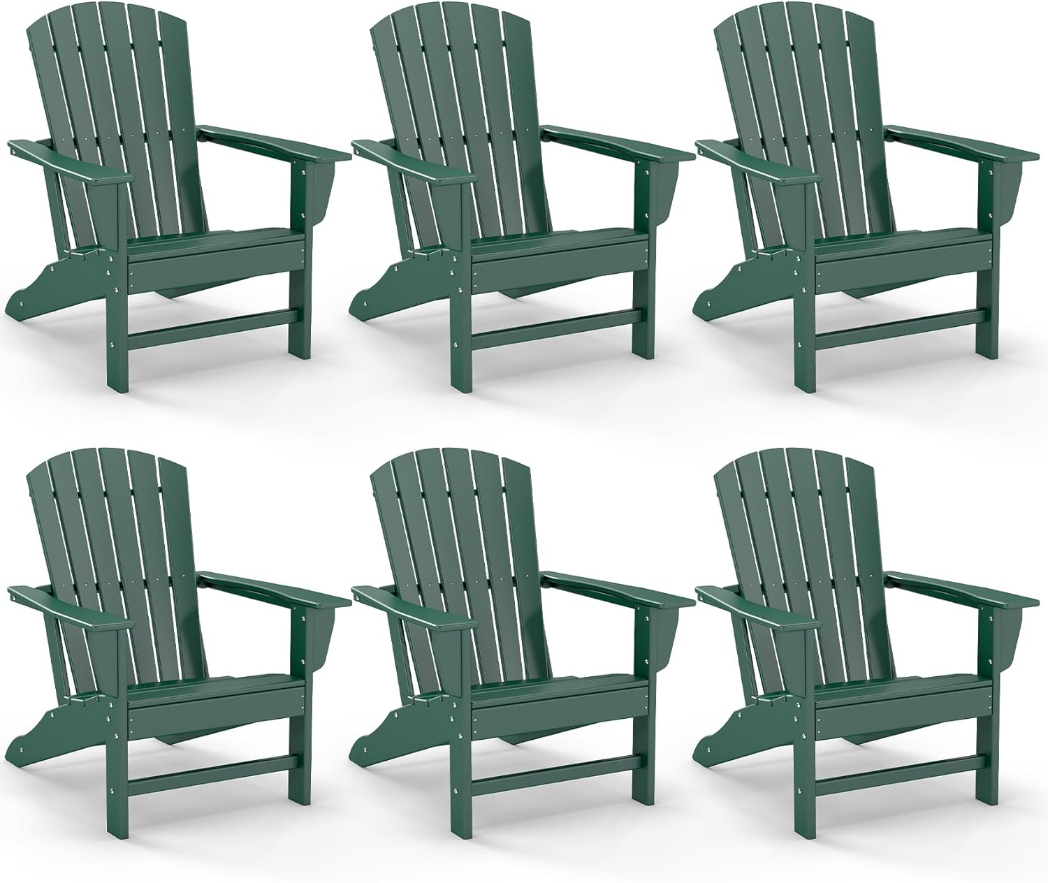 GREENVINES Adirondack Chairs Set of 4 | HDPE Plastic | Oversized Fire Pit Chair | All Weather | Grey | Poly Lumber | for Outdoor Deck Backyard Patio Garden