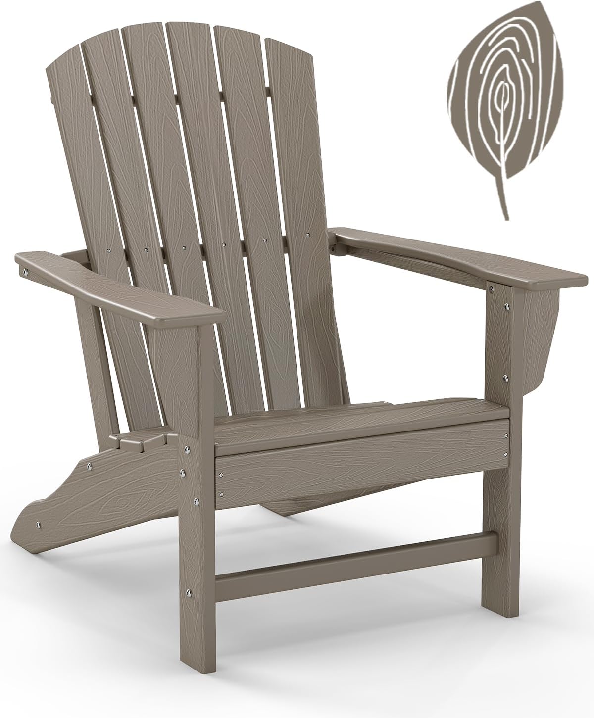 GREENVINES Adirondack Chairs Set of 4 | HDPE Plastic | Oversized Fire Pit Chair | All Weather | Grey | Poly Lumber | for Outdoor Deck Backyard Patio Garden