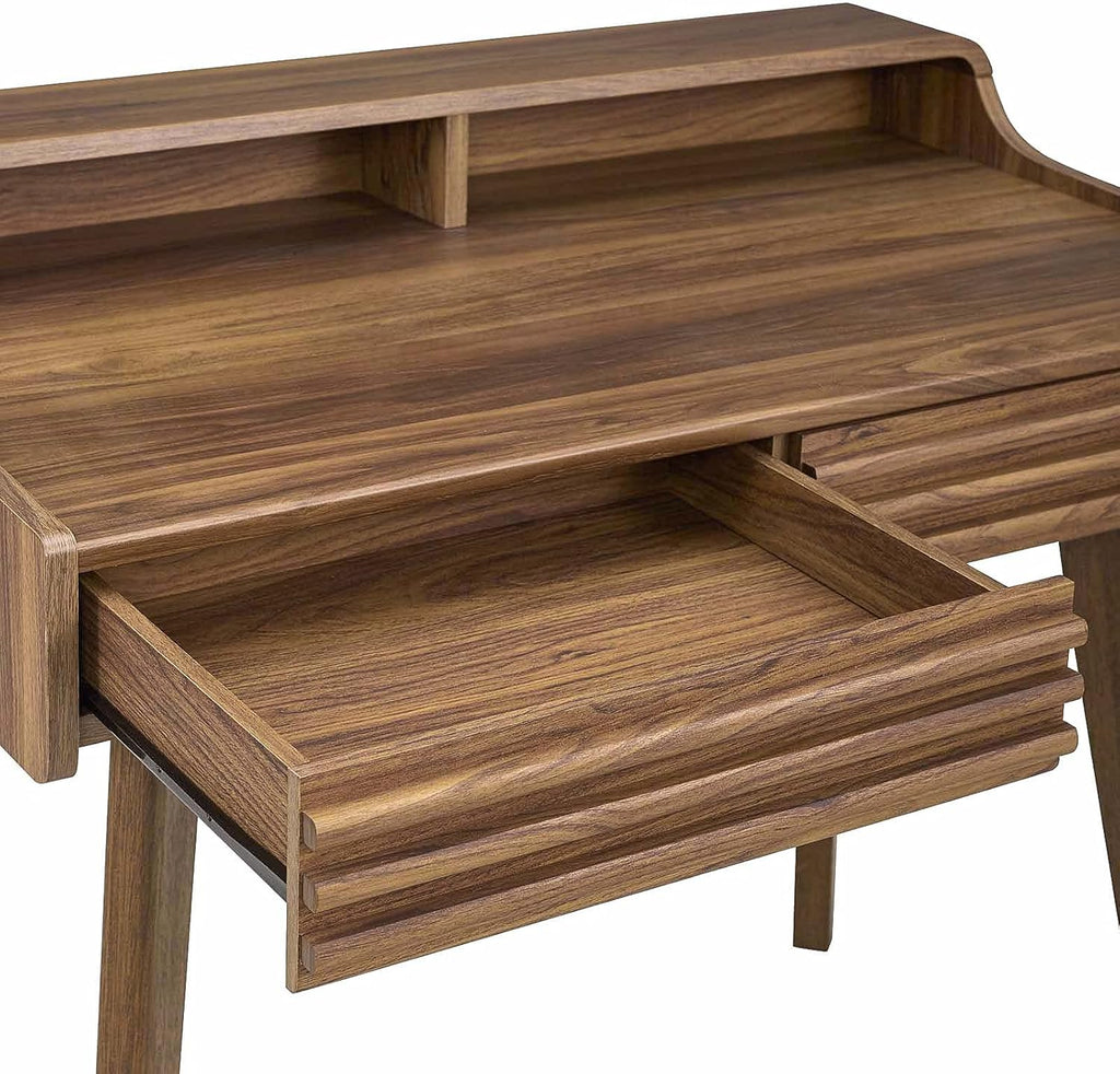 Modway Render Mid-Century Modern Writing Desk in Walnut