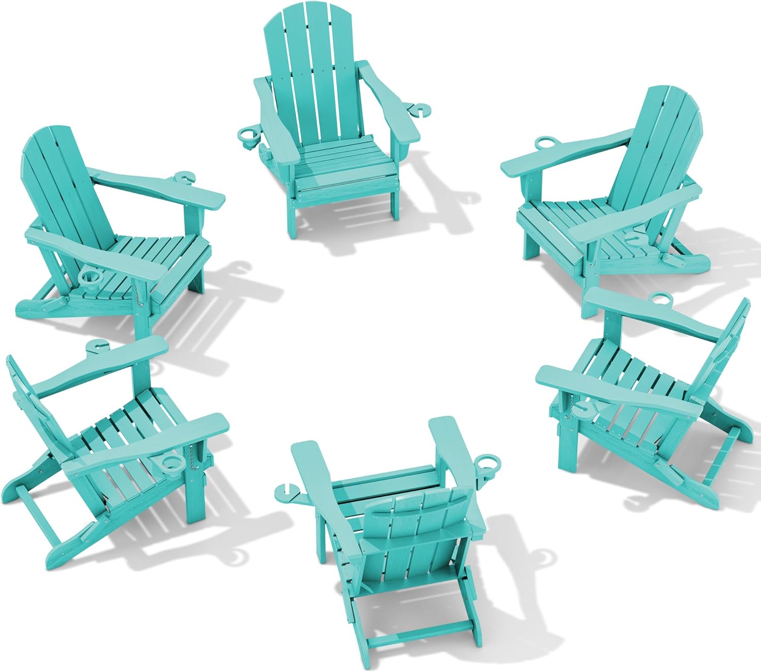 SERWALL Folding Adirondack Chair, HDPE Adirondack Chairs Set of 2, Plastic Outdoor Chairs- Looks Exactly Like Real Wood- Navy