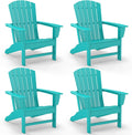 GREENVINES Adirondack Chairs Set of 4 | HDPE Plastic | Oversized Fire Pit Chair | All Weather | Grey | Poly Lumber | for Outdoor Deck Backyard Patio Garden