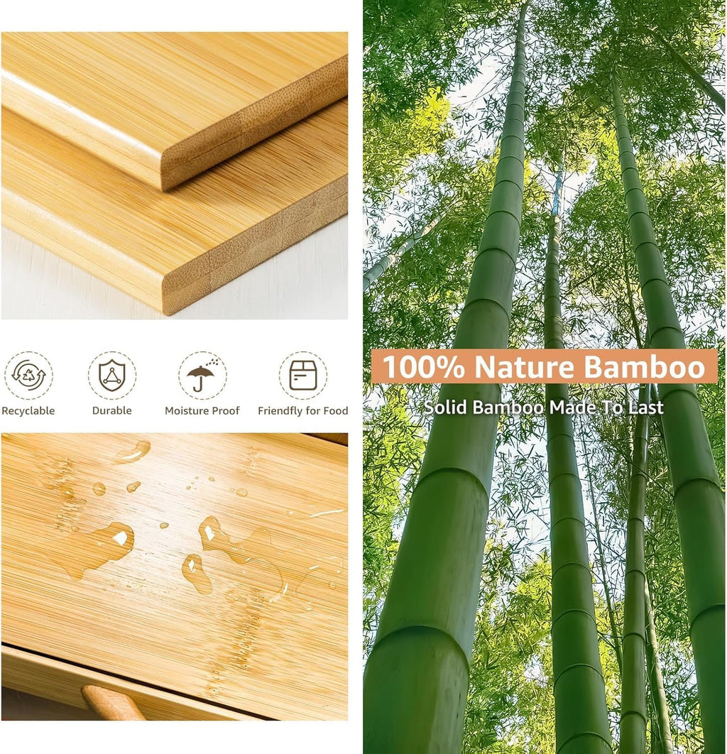 BAMBANG Extra Large Bread Box, Double Layer Bread Box for Homemade Bread, Bamboo Wooden Bread Storage Container with Tool Holder & Handles & Window, Assembly Required(14.9" x 11" x 15.3") Natural