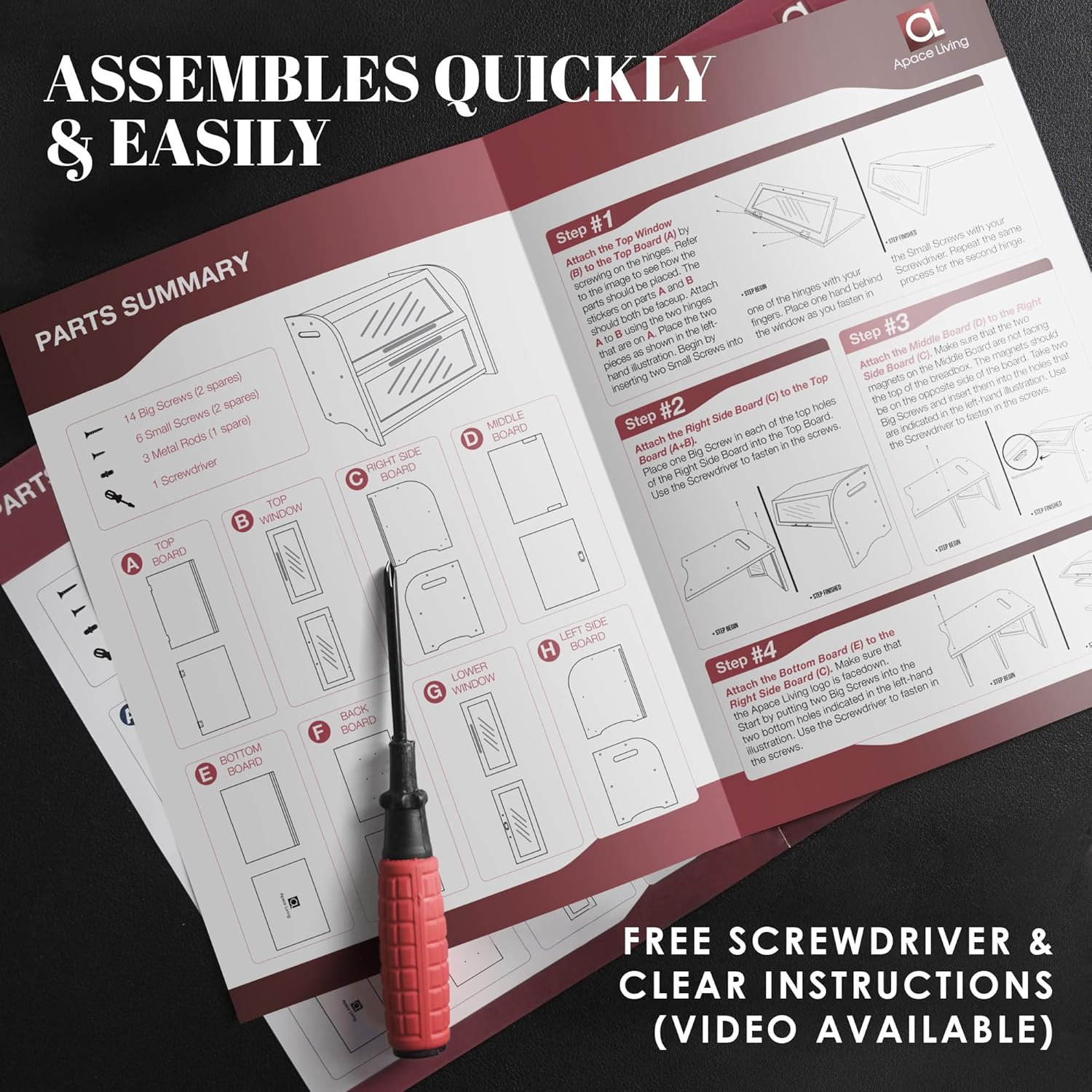 Arise Stylish Bamboo Bread Box for Kitchen Countertop, Extra Large 2-Shelf Wooden Bread Storage Container with Clear Windows and Air Vents Keep Bread, Bagels and Rolls Fresh, Self Assembly