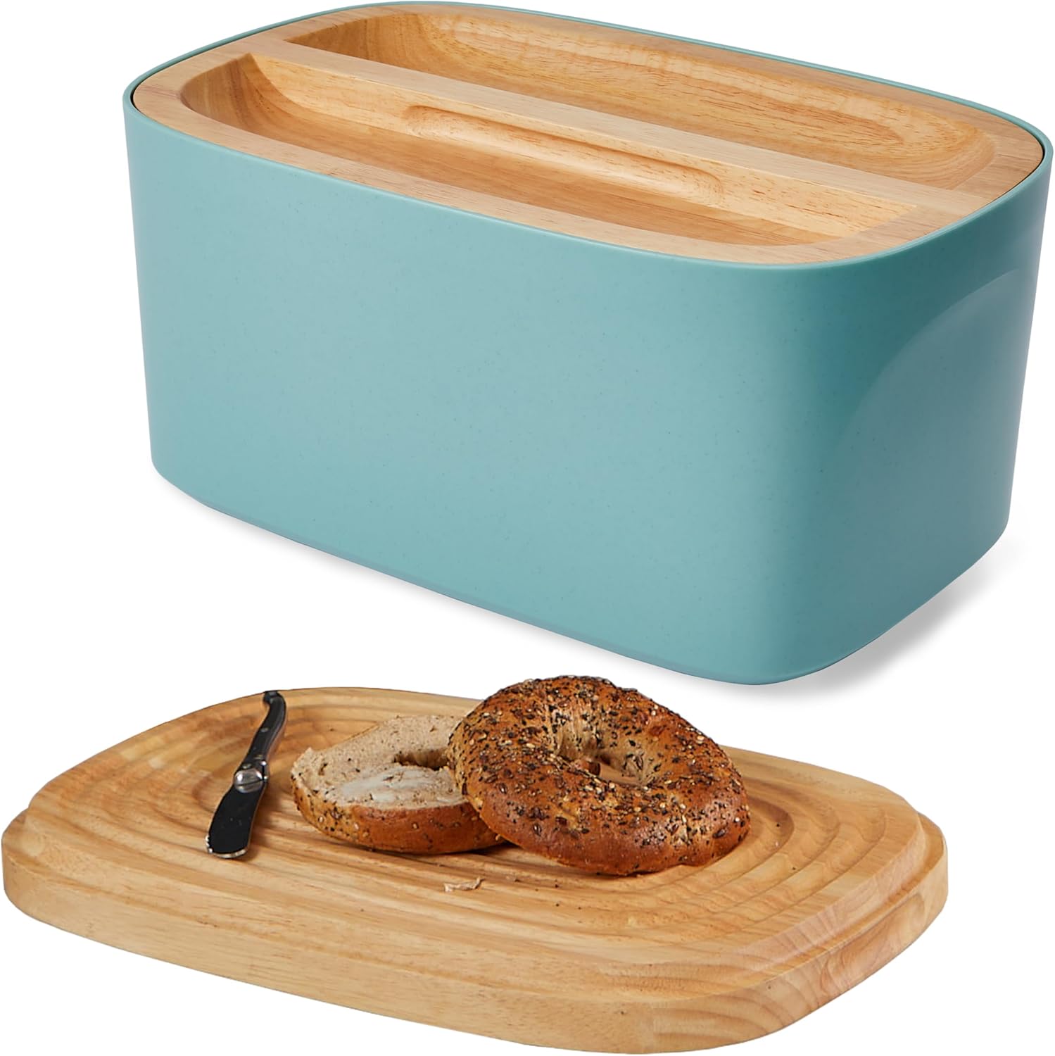 Sonder Los Angeles Union Large Bread Box | Fits Full Sourdough Loaves and More | Breadbox with Cutting Board | Homemade Bread Bin Storage Container | 14.25x9.25x7 in | White