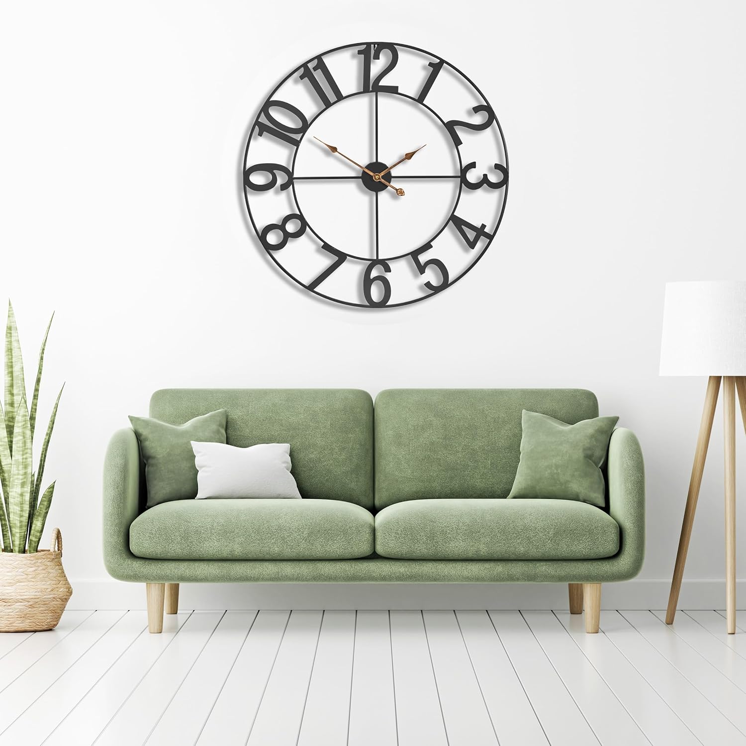 Sorbus Large Wall Clock for Living Room Decor - Wall Clock for Kitchen - 32 inch Big Wall Clock Decorative - Metal Wall Art - Analog Large Clock for Bedroom, Home, Kitchen, Office, Wall Decor (Black)